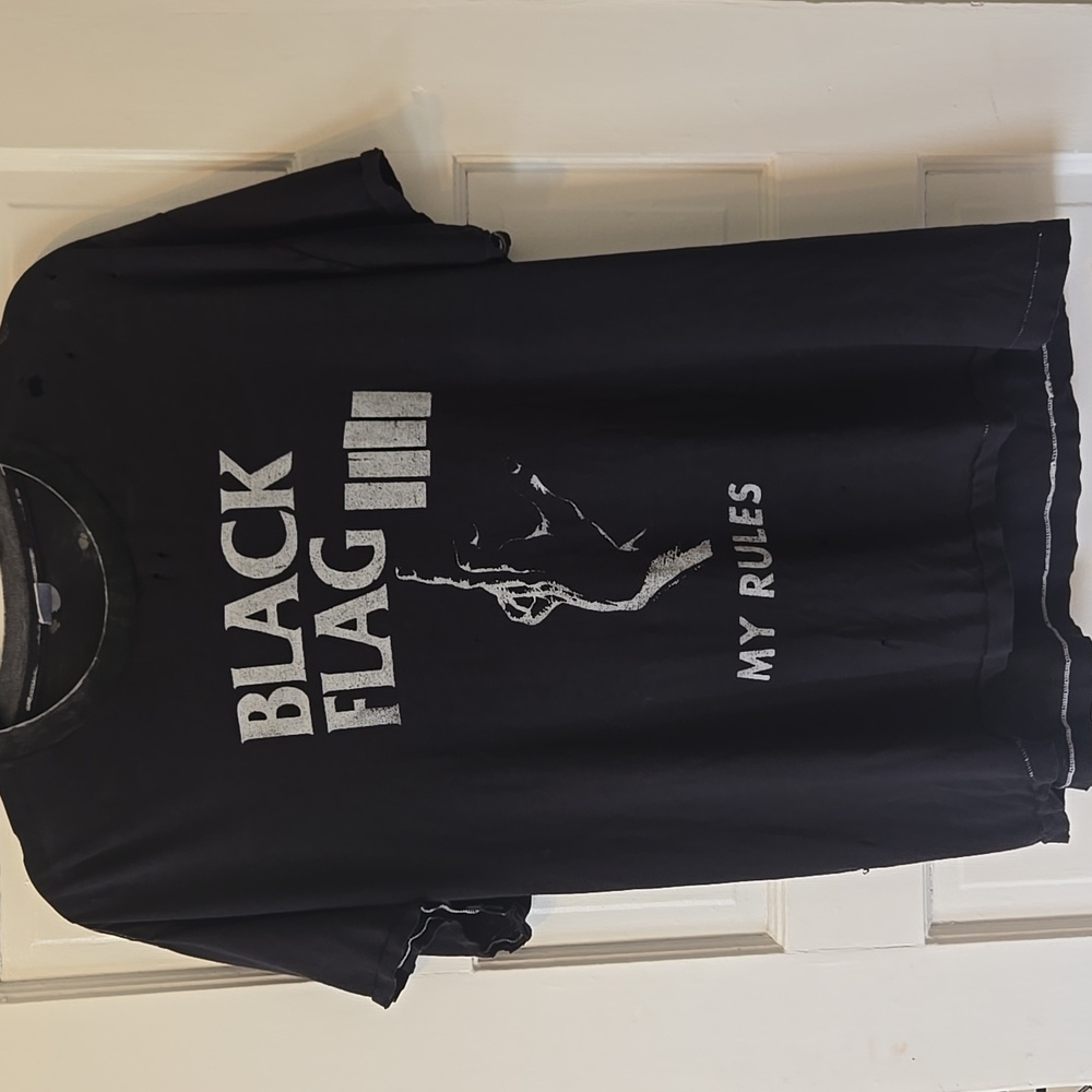 Vintage Black Flag “My Rules” Graphic Tee XL 90s Style Distressed - Picture 3 of 16